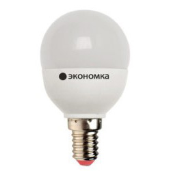 Светодиодная лампа (Шар) Экономка E14, 7W, 6500K