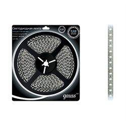 Светодиодная лента белая Gauss, 120 LED/м, 9.6W