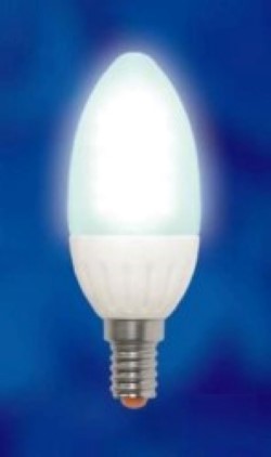 Светодиодная лампа (Свеча) Uniel E14, 2W, 6400K