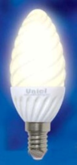 Светодиодная лампа (Свеча витая) Uniel E14, 3W, 2700K