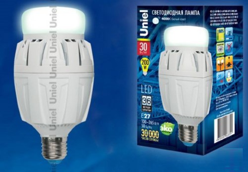 Светодиодная лампа Uniel E27, 30W, 4000K