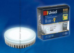 Светодиодная лампа Uniel GX53, 8W, 4500K