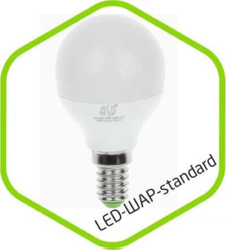 Светодиодная лампа (Шар) ASD E14, 7,5W, 4000K