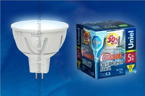 Светодиодная лампа Uniel GU5.3, 5W, 2700K