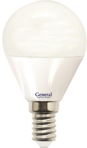 Светодиодная лампа (Шар) General E14, 8W, 6500K