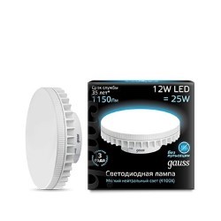 Светодиодная лампа (Таблетка) Gauss GX70, 12W, 4100K