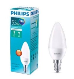 Светодиодная лампа (Свеча) Philips E14, 5,5W, 4000K