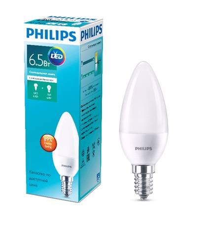 Светодиодная лампа Philips E14, 6,5W, 4000K
