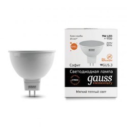 Светодиодная лампа (Софит) Gauss GU5.3, 9W, 2700K