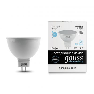 Светодиодная лампа (Софит) Gauss GU5.3, 9W, 6500K