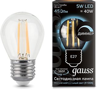 Светодиодная лампа (Шар) Gauss E27, 5W, 4100K