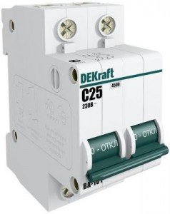 Автоматический выключатель DEKraft ВА-101 2P 16А х-ка D 4,5кА
