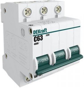 Автоматический выключатель DEKraft ВА-101 3P 20А х-ка С 4,5кА