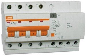 Дифавтомат 4P, 25A/0,03A, 4,5kA, 400V