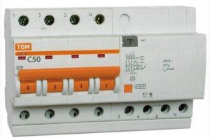 Дифавтомат 4P, 10A/0,01A, 4,5kA, 400V