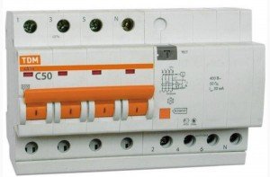 Дифавтомат 4P, 16A/0,3A, 4,5kA, 400V