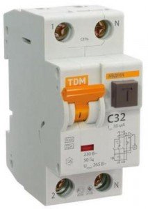 Дифавтомат 2P, 40A/0,3A, 6kA, 220-230V