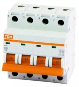 Автоматический выключатель TDM ВА47-29 4P 3А 4,5кА х-ка D  