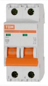 Автоматический выключатель TDM ВА47-29 2P 2А 4,5кА х-ка С  