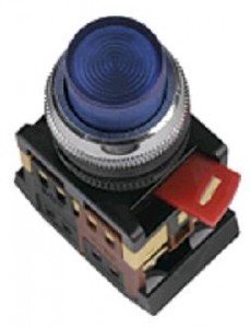 TDM ABLF-22 кнопка управления син. d22мм неон/230В1з+1р  