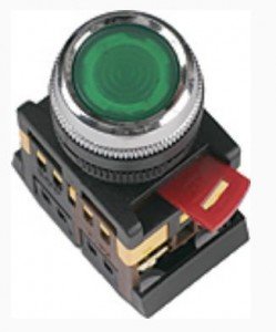 TDM ABLFS-22 кнопка управления красн. d22мм неон/230В 1з+1р  