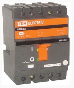 TDM ВА88-33 3Р 80А автомат. выкл. 35кА Iном 160А тепловой и ЭМ расцепитель Iотс.10Iн 