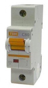 Автоматический выключатель TDM ВА47-125 1P 80А 15кА х-ка С  