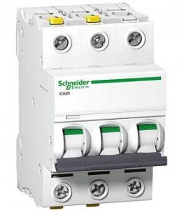 Schneider выключатель автоматический трехполюсный 63А С iC60N 6кА A9F79363