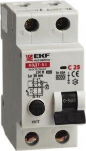 Дифавтомат EKF 2P, 40A/0,03A, 6kA, 240-400V