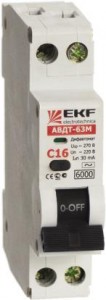 Дифавтомат EKF 2P, 10A/0,03A, 6kA, 240-400V