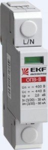 EKF Ограничитель импульсных напряжений серии ОПВ-B/2P In 30кА 400В (с сигнализацией) 