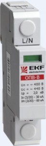 EKF Ограничитель импульсных напряжений серии ОПВ-B/3P In 30кА 400В (с сигнализацией) 