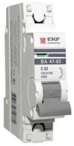 Автоматический выключатель EKF  ВА 47-63 1P 32А 4,5kA х-ка С (с опломбировкой)