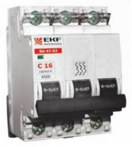 Автоматический выключатель EKF  ВА 47-63 3P 10А 4,5kA х-ка С (с опломбировкой)