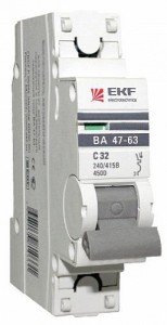 Автоматический выключатель EKF  ВА 47-63 1P 63А 4,5kA х-ка С (с опломбировкой)