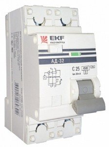 Дифавтомат EKF 2P, 50A/100A, 4,5kA, 220-230V