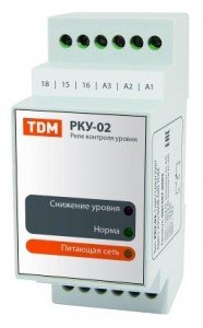 TDM РКУ-02 реле контр уровня 1насос,1резерв,2уровн,3датчика 230/400В DIN (без датчиков) 