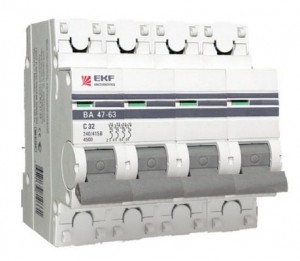 Автоматический выключатель ВА 47-63, 4P 32А (C) 4,5kA EKF PROxima