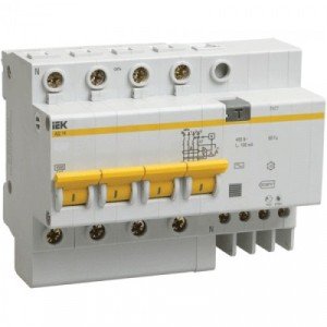 Дифавтомат IEK 4P, 25A/0,03A, 4,5kA, 400V