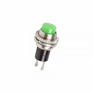 Rexant выкл-кнопка металл 220V 2А (2с) (ON)-OFF 10.2мм зеленая Mini (RWD-213) 36-3333