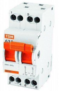 TDM переключатель модульный 3-х позиционный МП-63 2Р 16А  