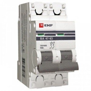 Автоматический выключатель EKF  ВА 47-63, 2P 2А (C) 4,5kA EKF PROxima
