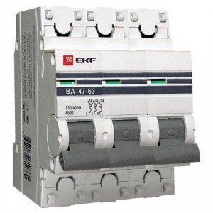 Автоматический выключатель EKF  ВА 47-63, 3P 2А (D) 4,5kA EKF PROxima