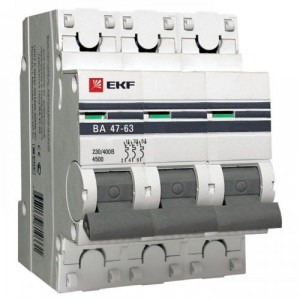 Автоматический выключатель EKF  ВА 47-63, 3P 3А (D) 4,5kA EKF PROxima
