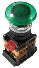 EKF Кнопка AELA-22 "Грибок" зеленая с подсветкой NO+NC 220В EKF PROxima