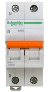 Schneider Domovoy автоматический выкл. ВА63 1P+N 25А 4,5кА х-ка C 11215