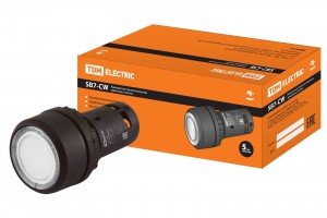 TDM Кнопка SB7-CW3161-220V(LED) d22мм 1з белая  