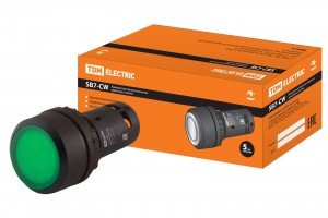 TDM Кнопка SB7-CW3361-220V(LED) d22мм 1з, зеленая  