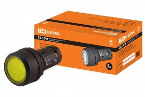 TDM Кнопка SB7-CW3565-220V(LED) d22мм 1з+1р желтая  