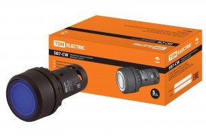 TDM Кнопка SB7-CW3665-220V(LED) d22мм 1з+1р синяя  